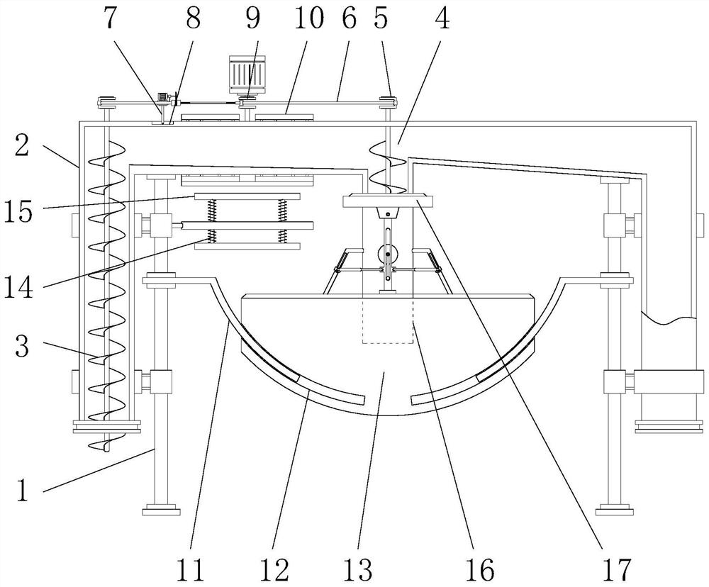 Gravel screening device for oscillating bridge construction