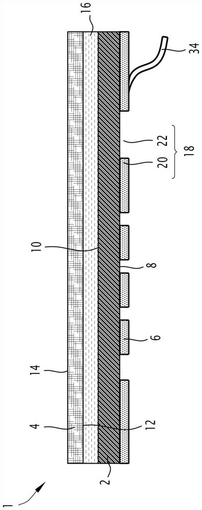 Decorative element comprising heating element made of carbon material