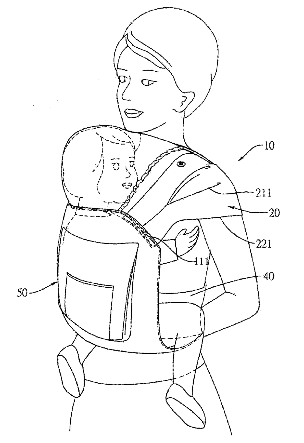 Shoulder strap applicable to baby carrier
