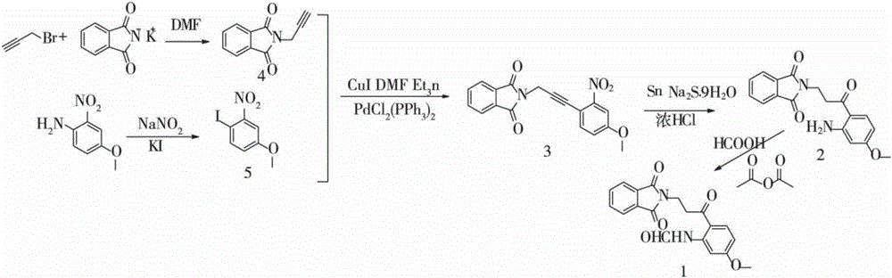 Synthetic method of N-((2-(1,3-dioxo-dihydroisoindol-2-yl)-propionyl)-5-methoxy)formamide