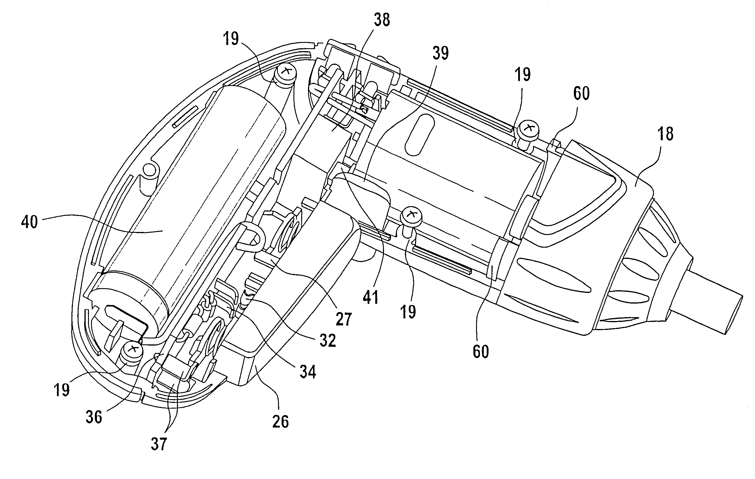 Battery-driven screwdriver with a two-part motor housing and a separate, flanged gear unit