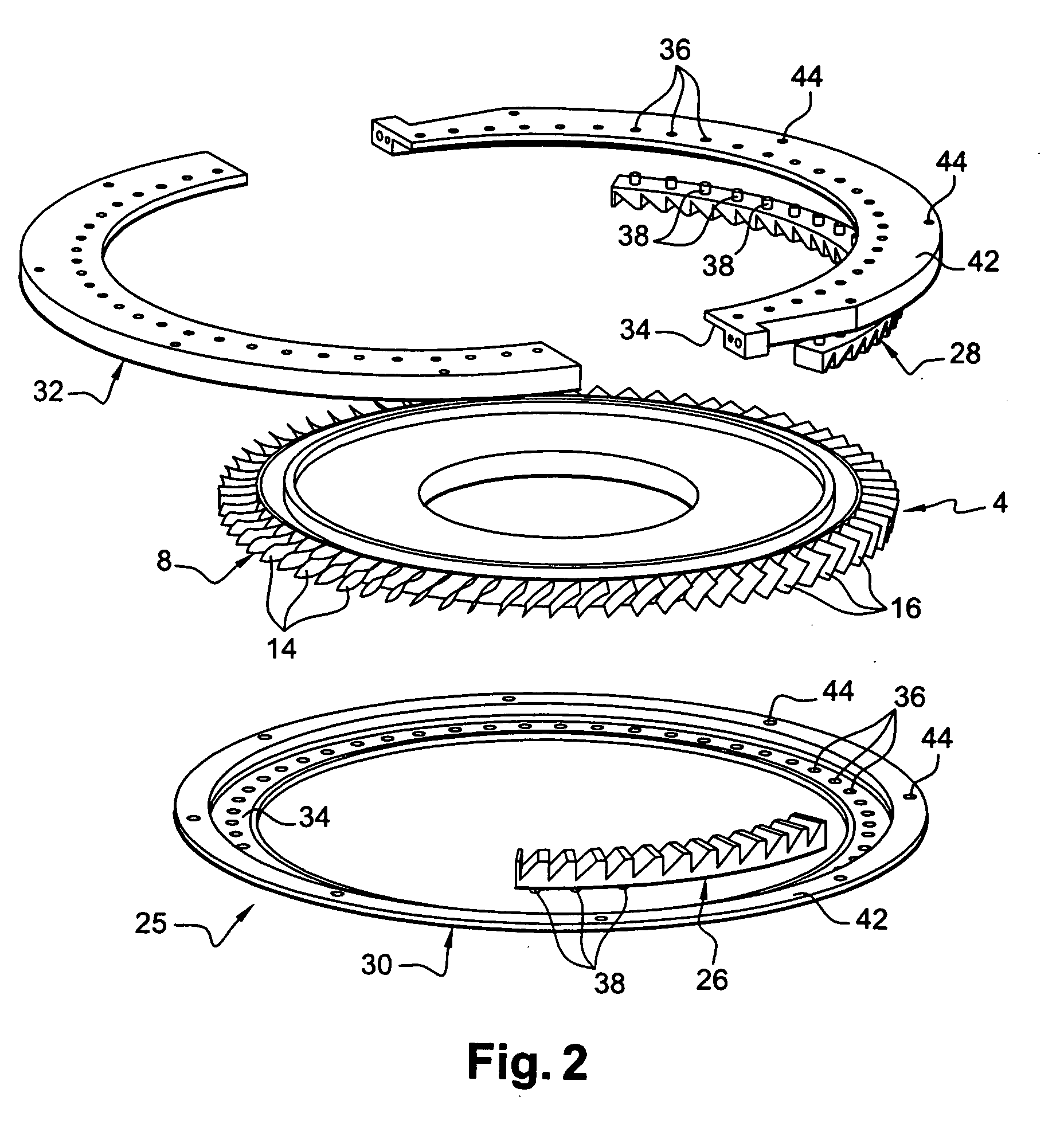 Method of assembling one-piece bladed disks, and a device for damping vibration of the blades of such disks
