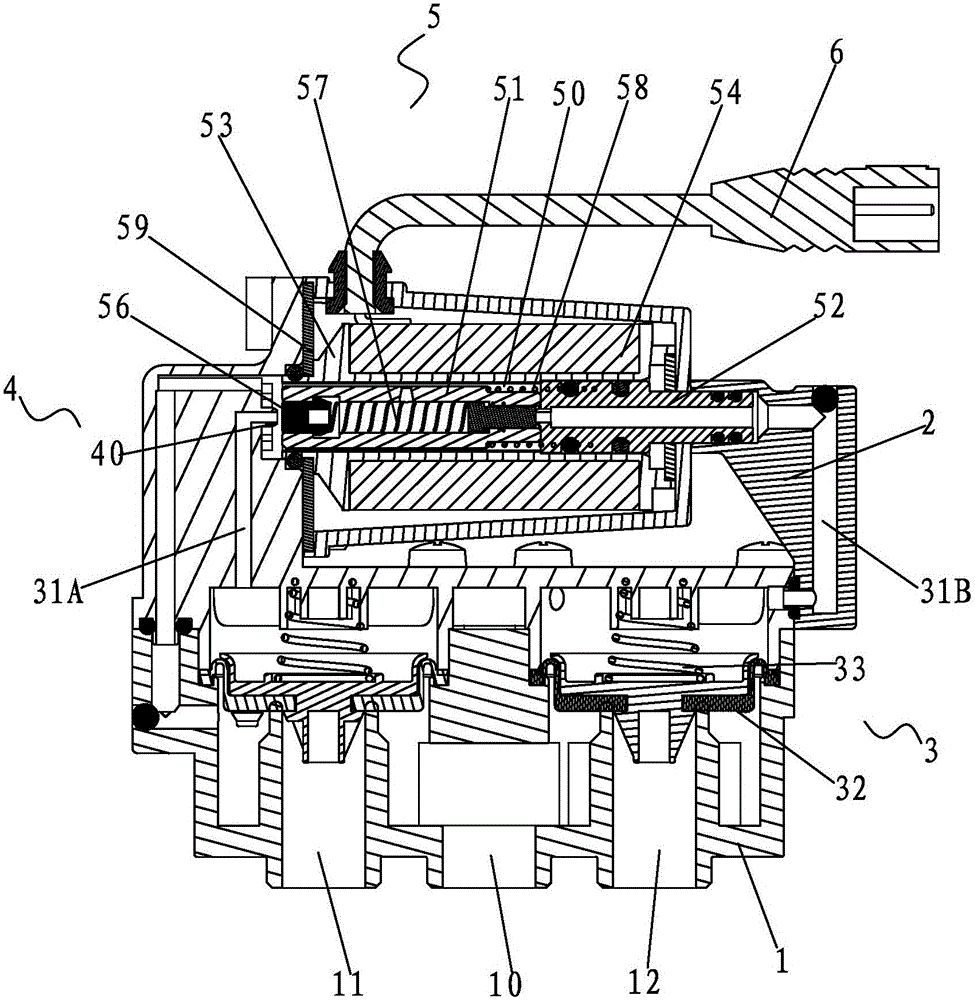 Switching assembly with interlocking water circuit