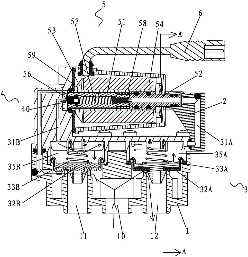 Switching assembly with interlocking water circuit