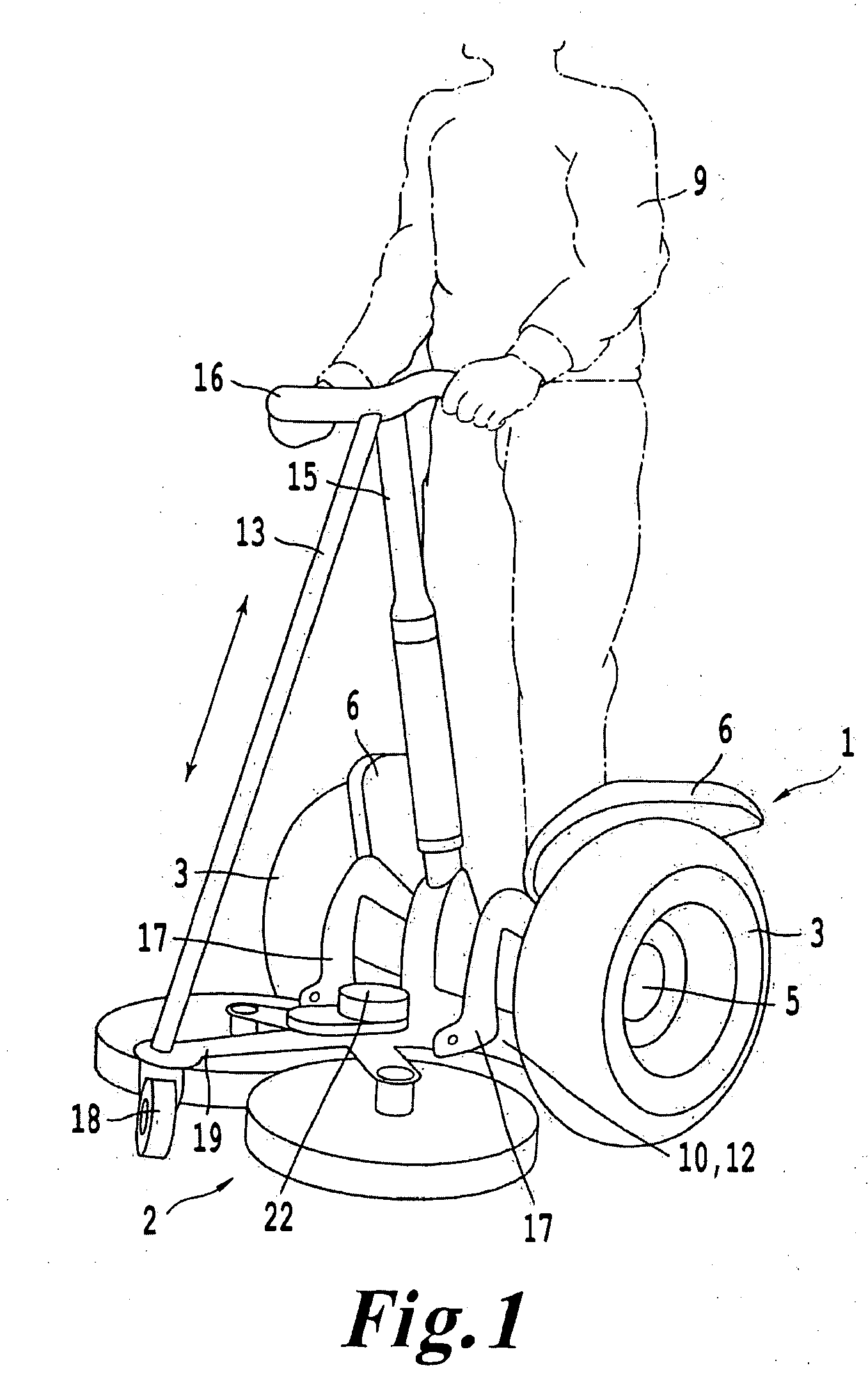 Single-axle vehicle with a platform and/or a seat for a driver
