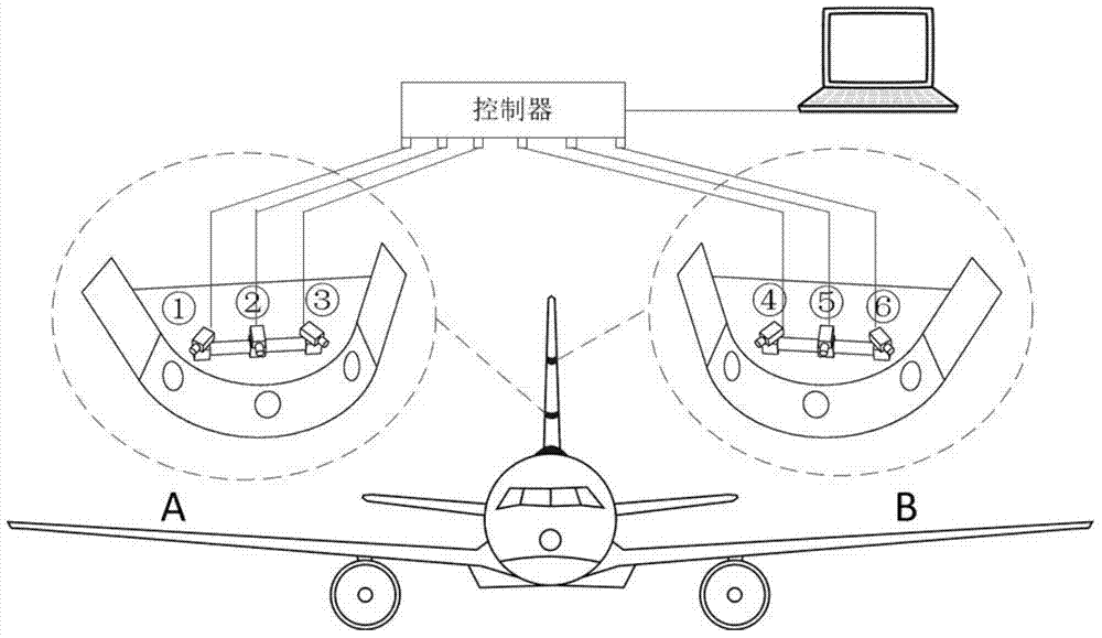 Measuring method for full field deformation of large-dip-angle wing