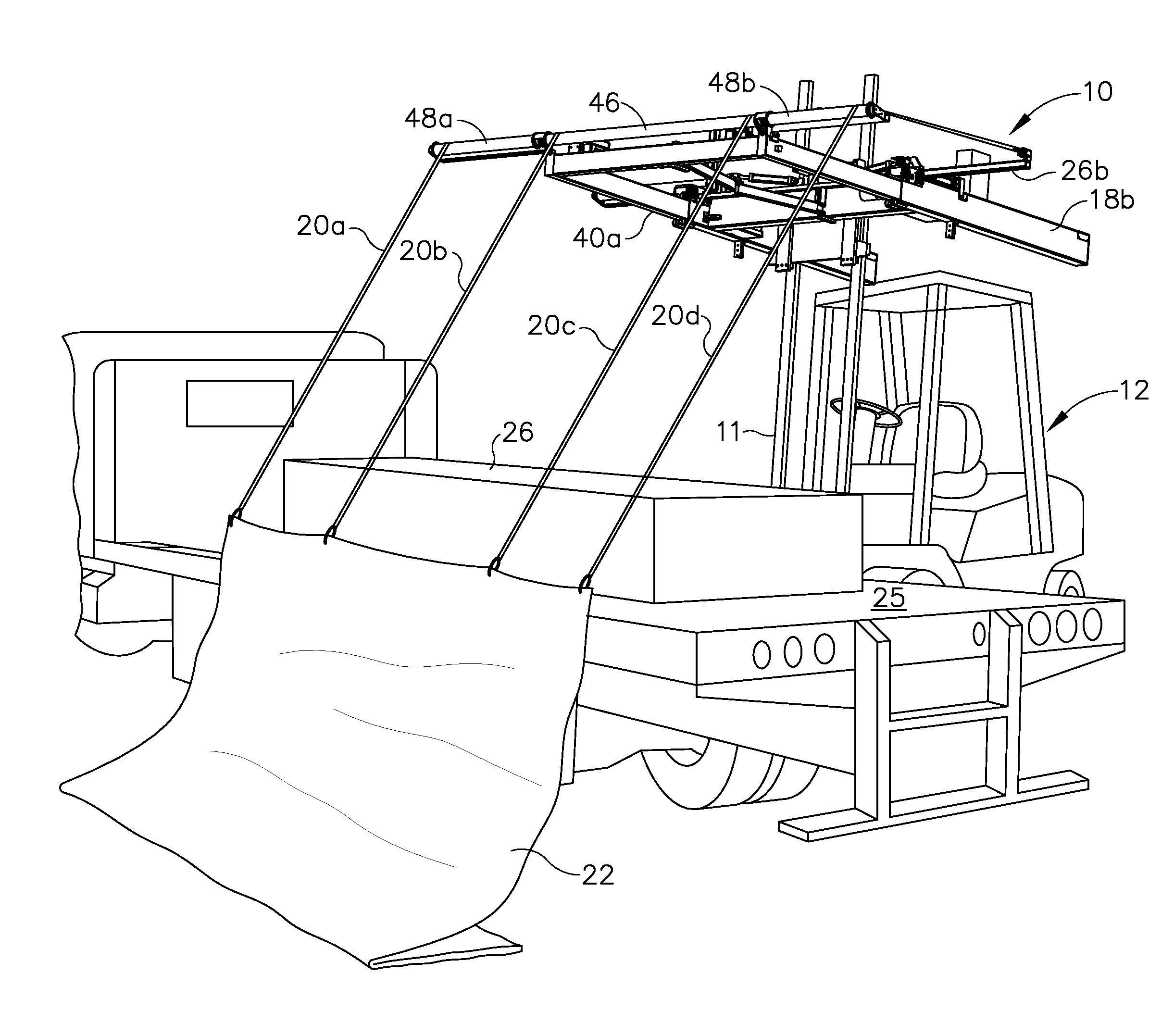 System and method for placing a tarpaulin over a load