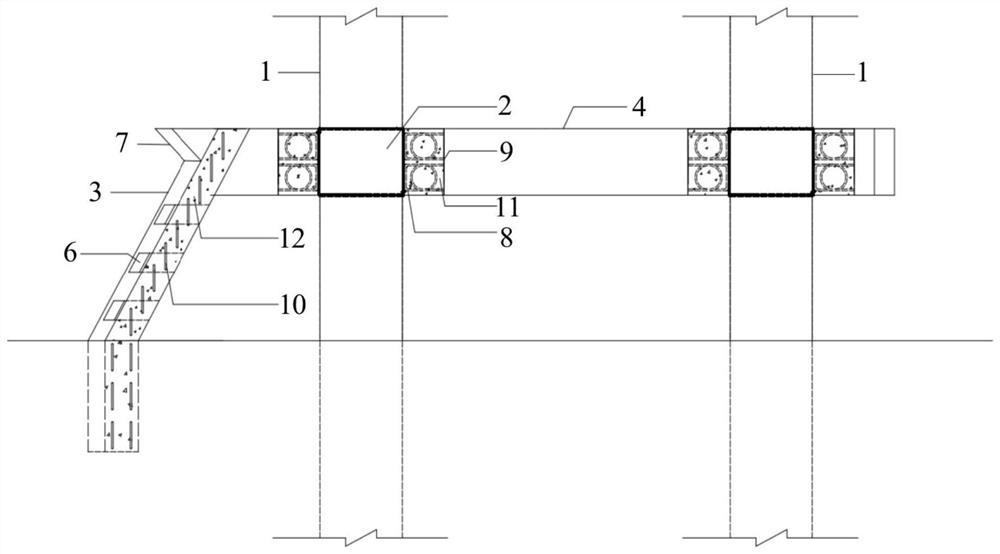 Wave dissipation and scour prevention device for slab-pile bridge and construction method thereof