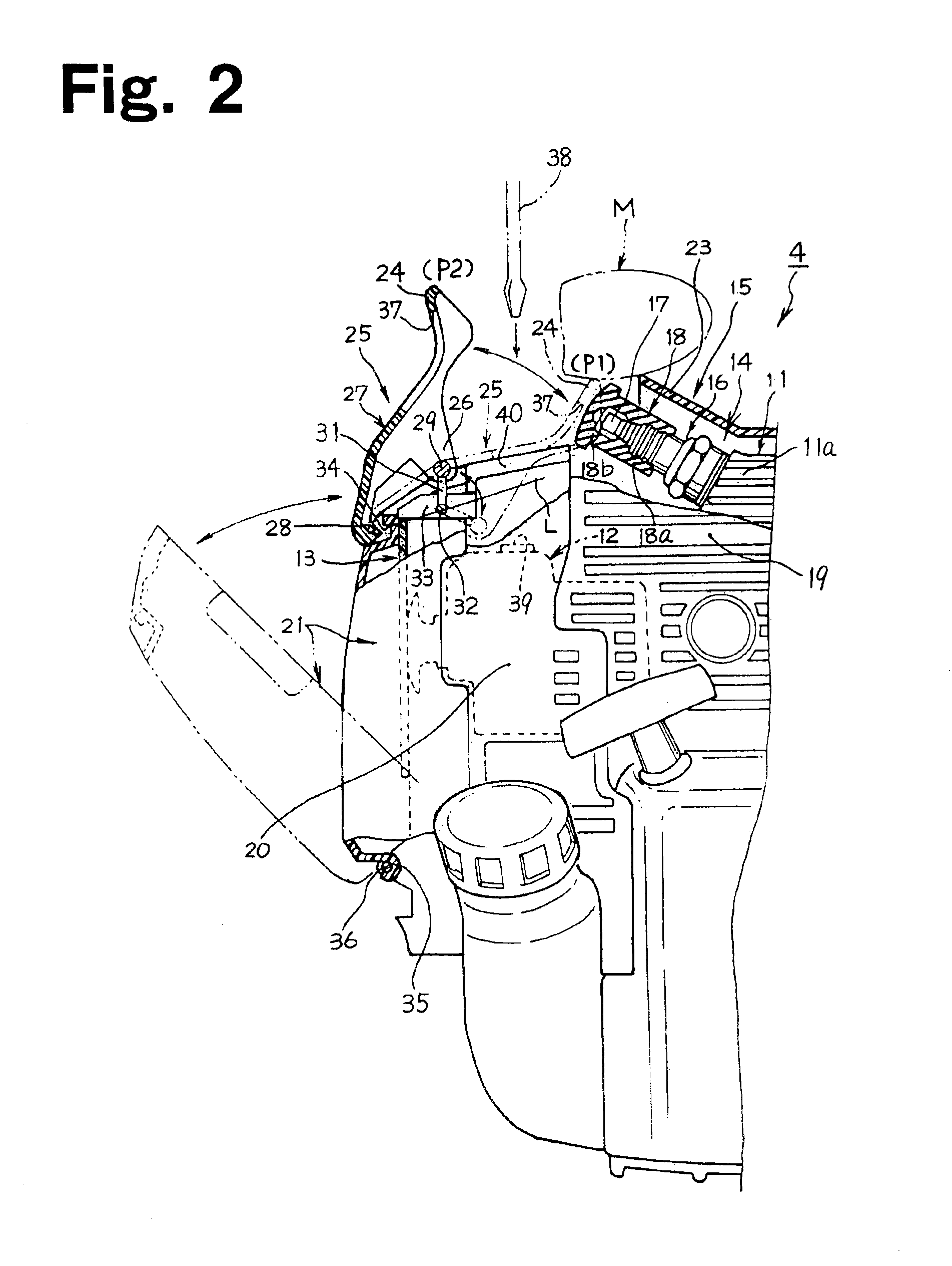 Power working machine with internal combustion engine having spark plug