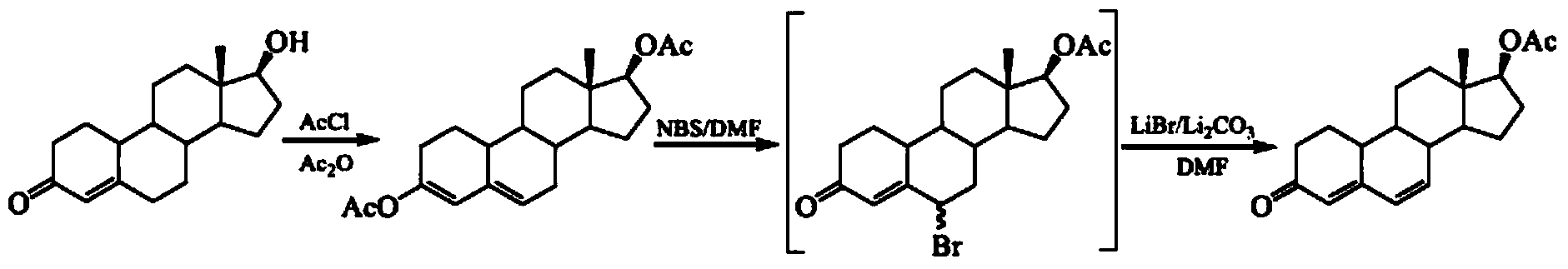 Process for synthesizing high-content dehydronandrolon acetate