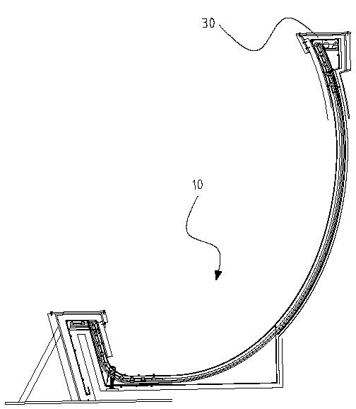 Cornice formwork support device, support and removal method on the track