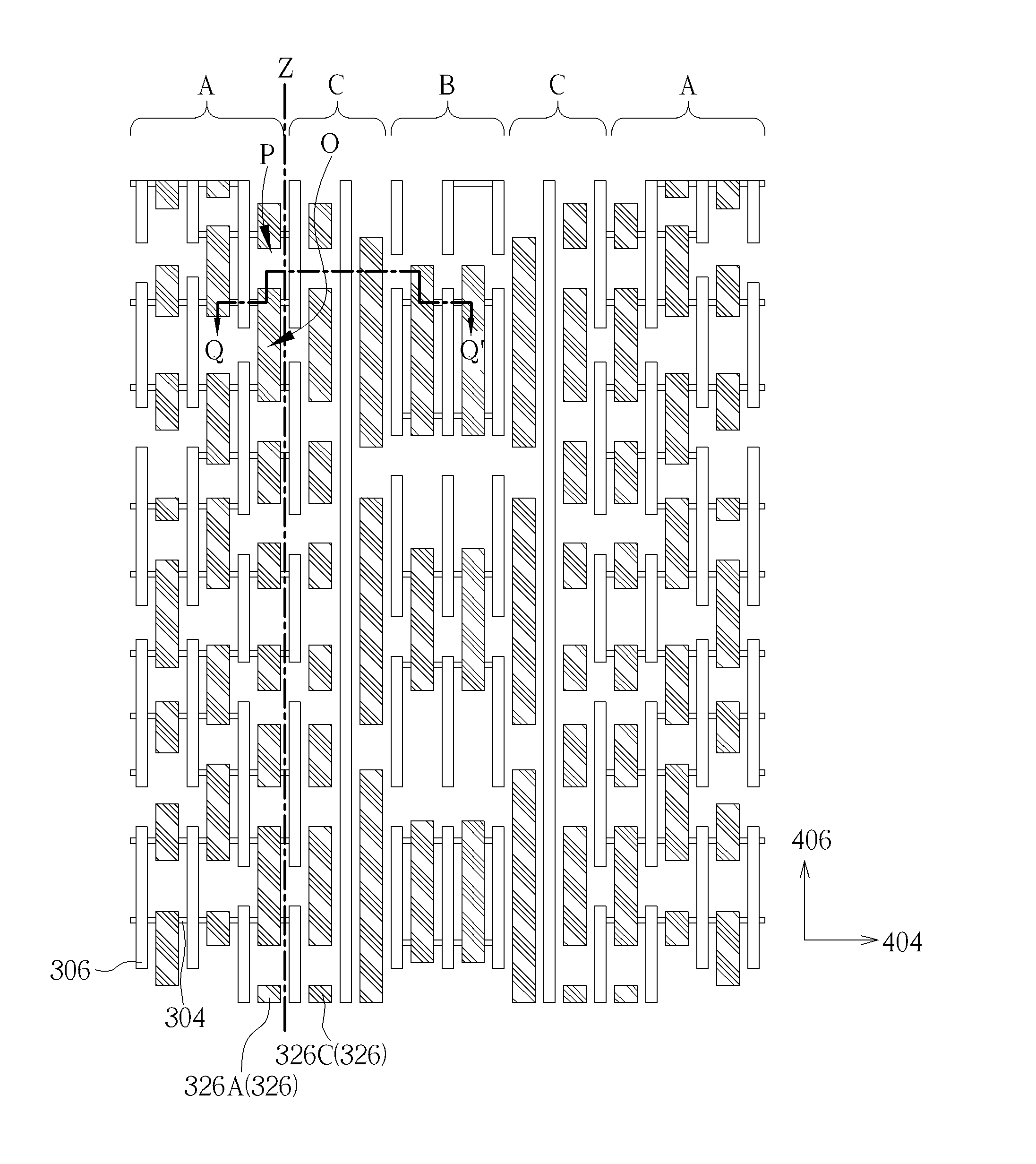 Semiconductor structure having a center dummy region