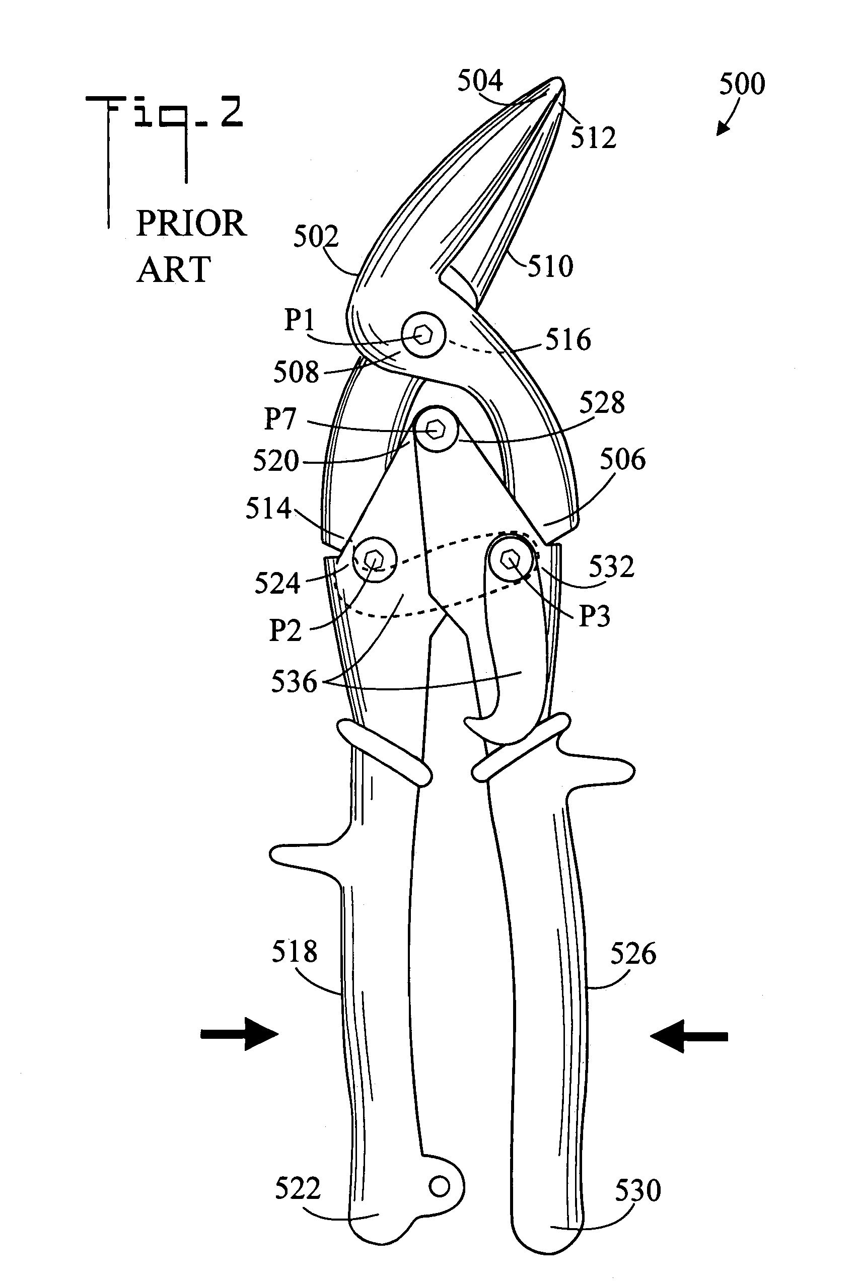 Hand tool providing double compound leverage to the jaws