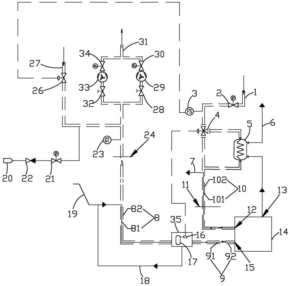 Double-wall pipe ventilation system of LNG power ship