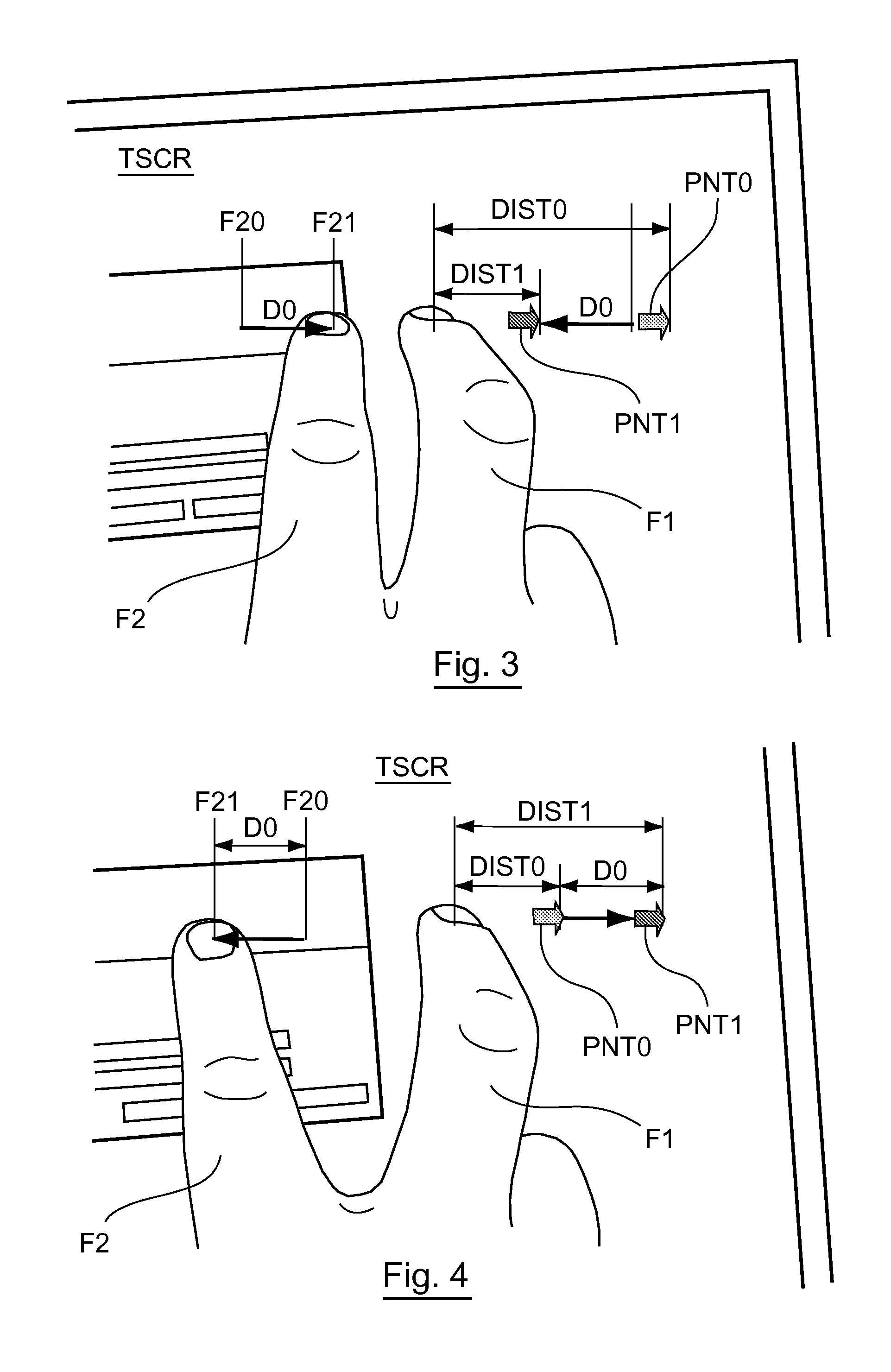 Method for controlling actions by use of a touch screen
