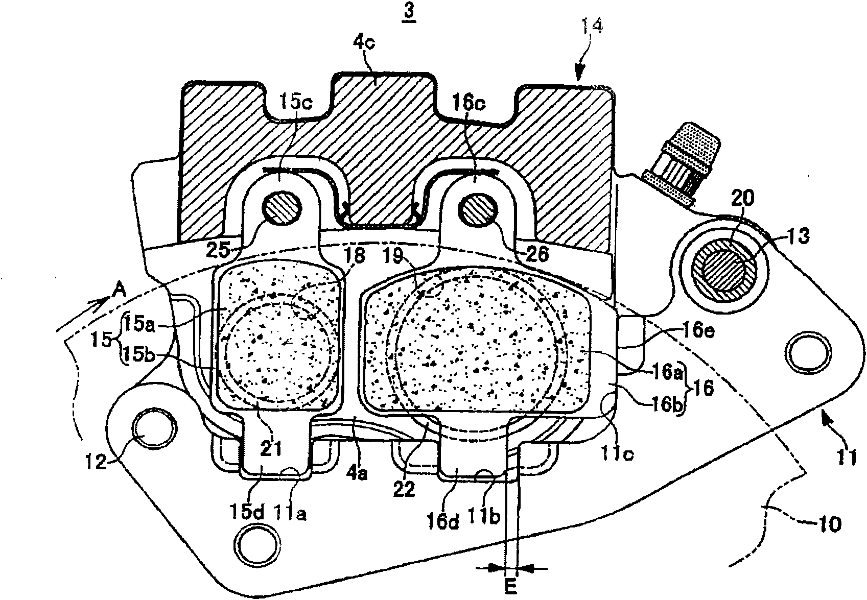 Disc brake for hinge sliding type vehicle