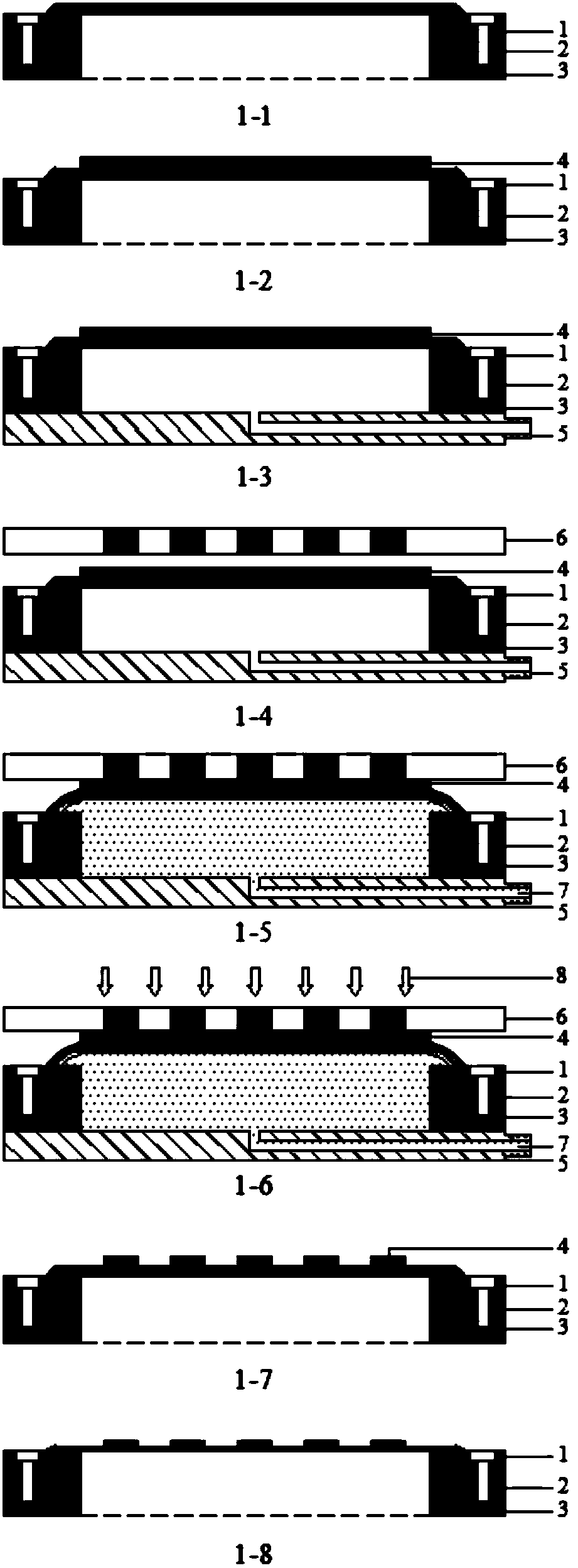 Inflatable thin film method for preparing micro-nano structure of flexible thin film substrate