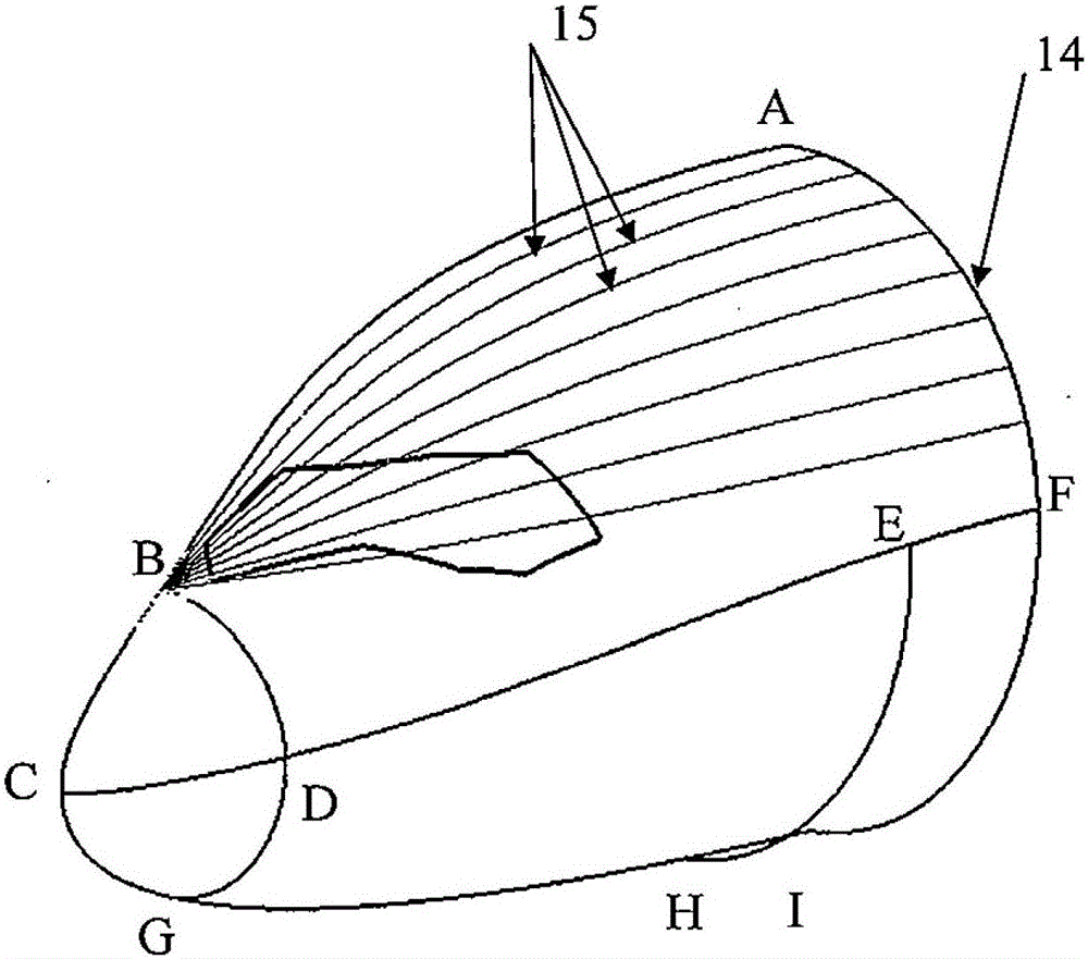 Integrated design method of hyperbolic windshield nose