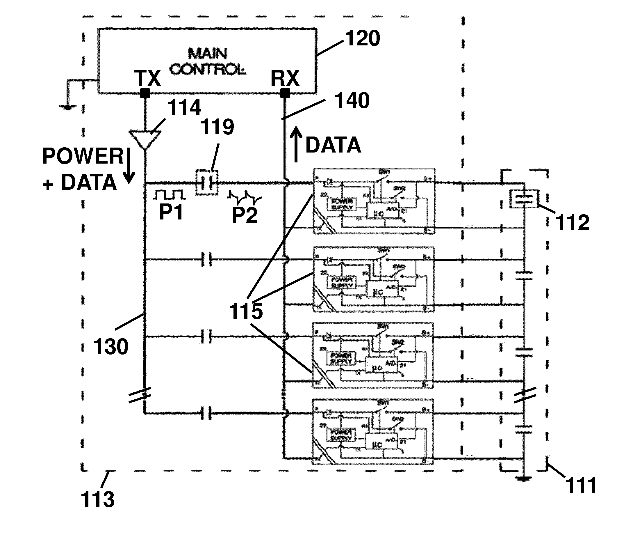 Method and system for providing pulsed power and data on a bus