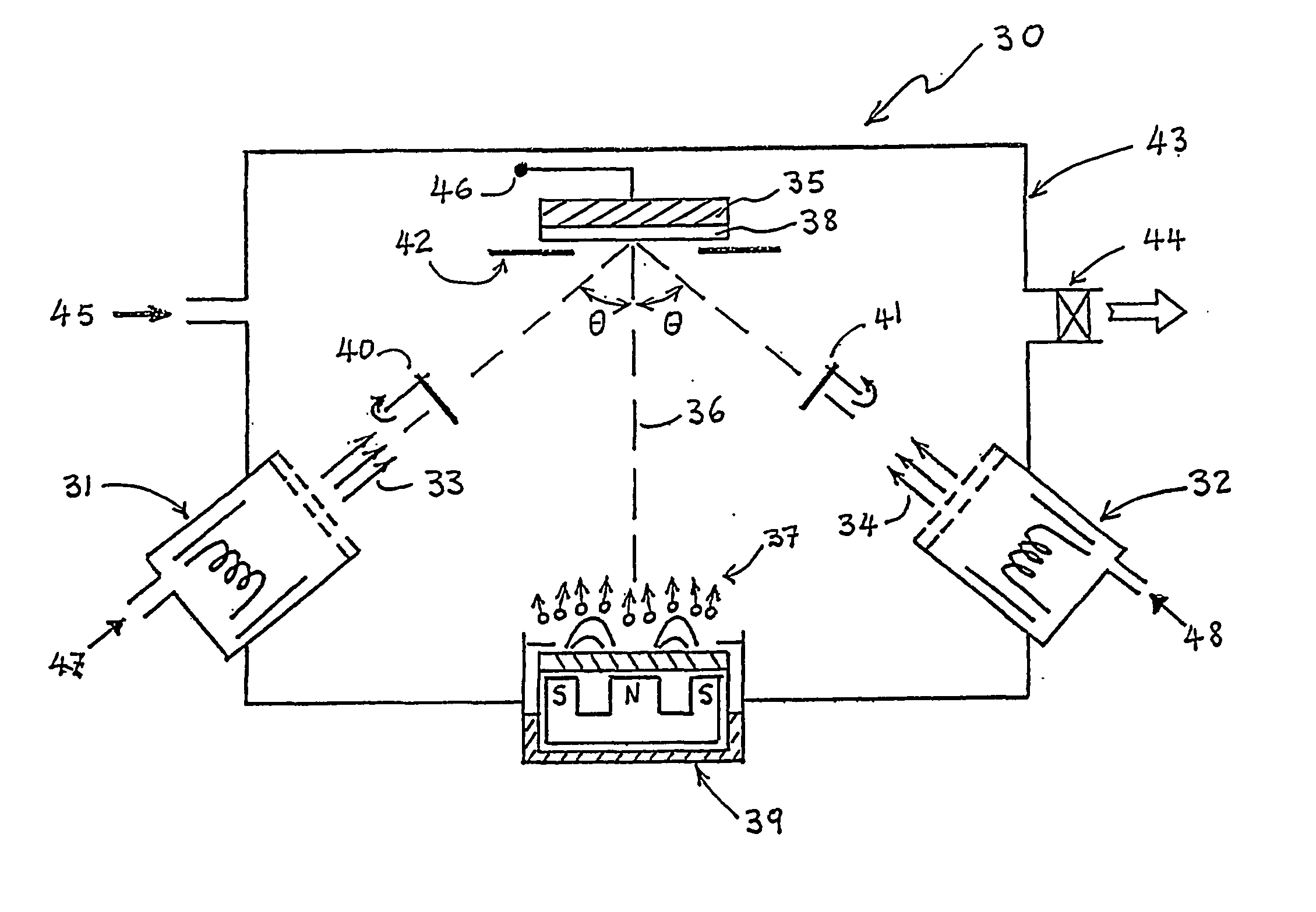 Process and apparatus for producing cystalline thin film buffer layers and structures having biaxial texture