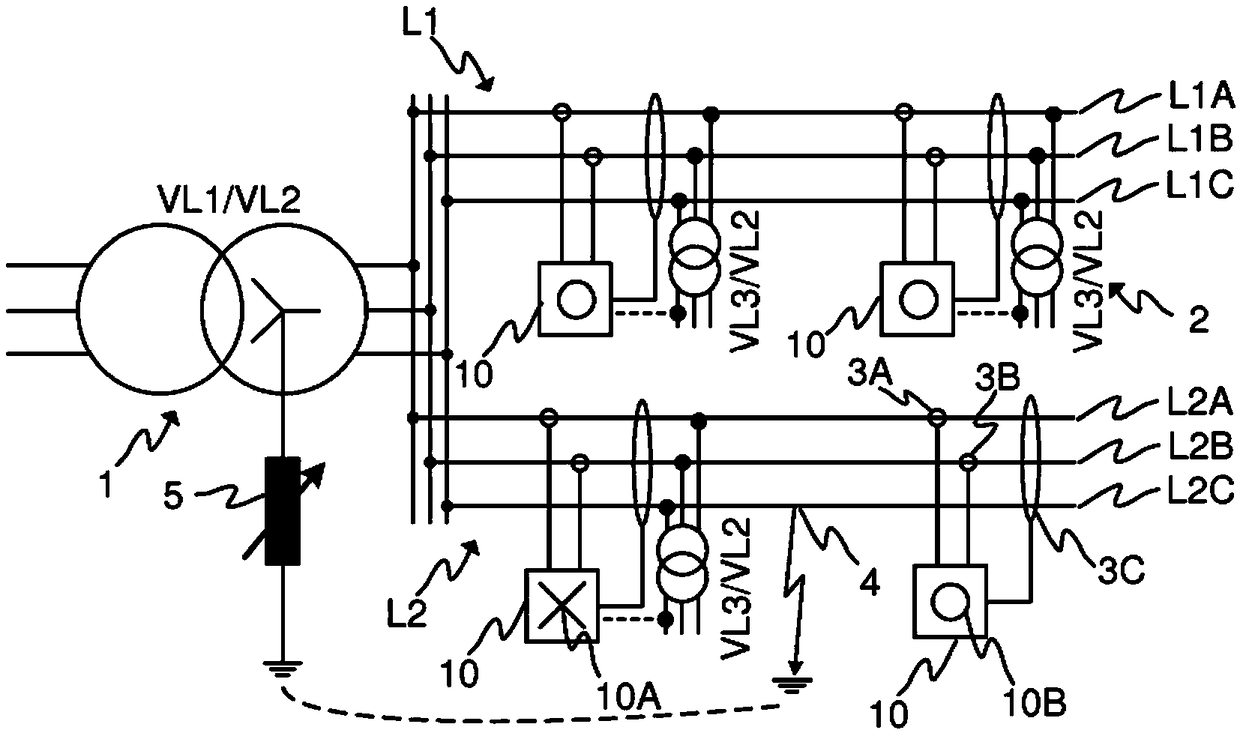 Method and apparatus for detecting faults in three-phase electrical distribution network