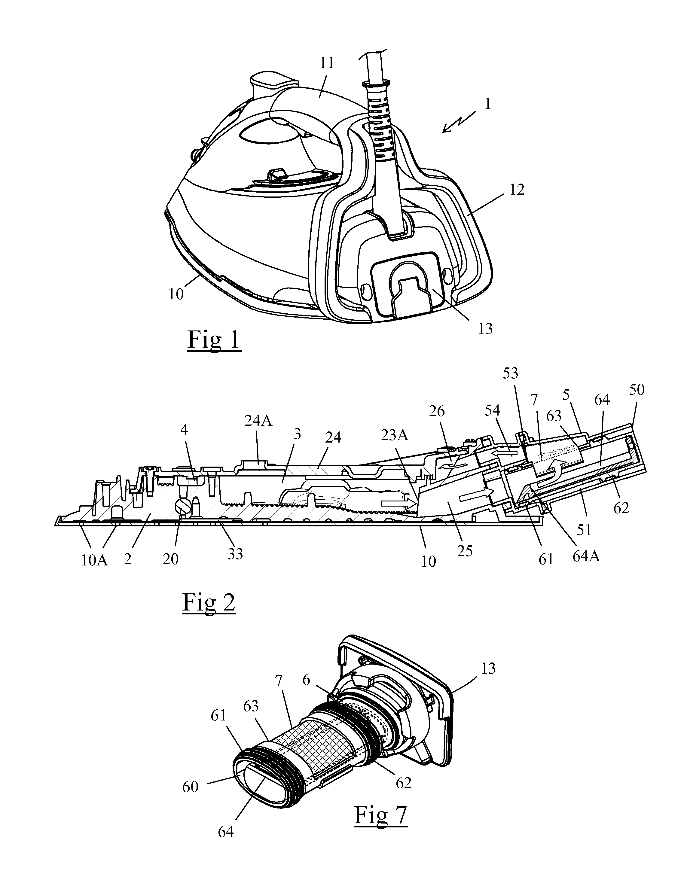 Household Appliance for Ironing with a Filter for Retaining Mineral Particles Carried by the Steam