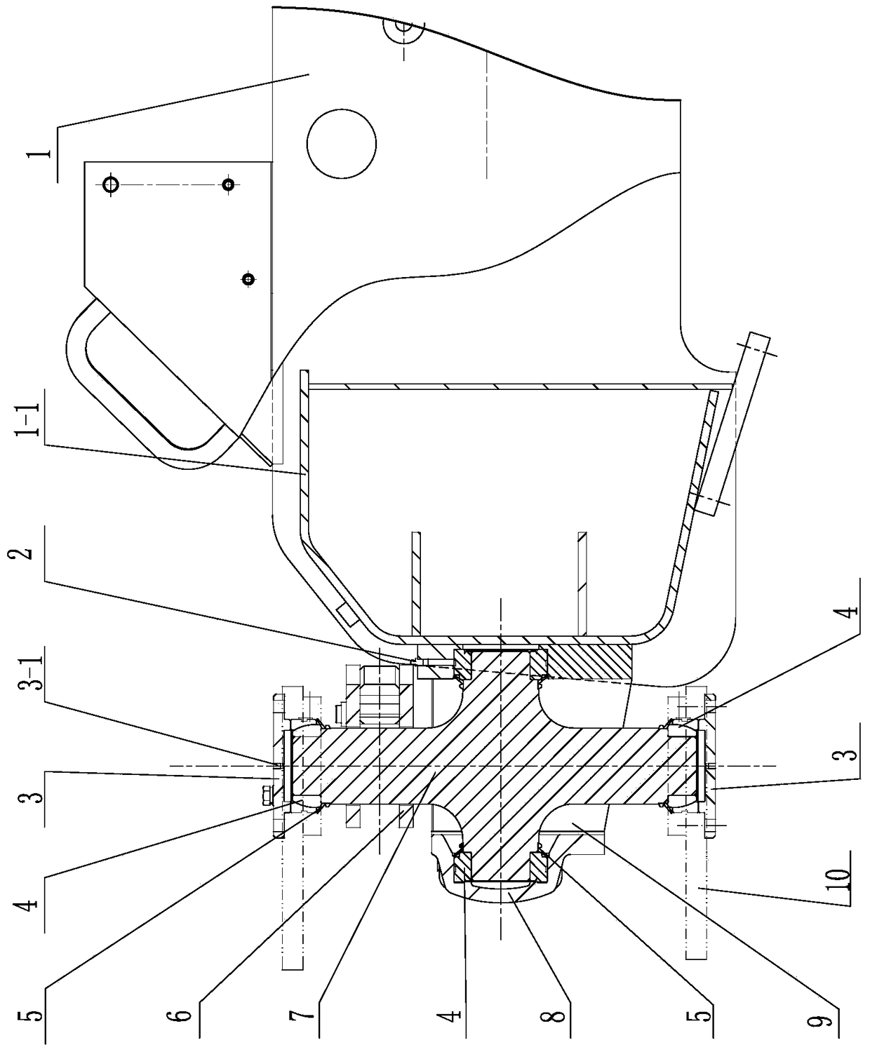 Road roller frame hinged structure