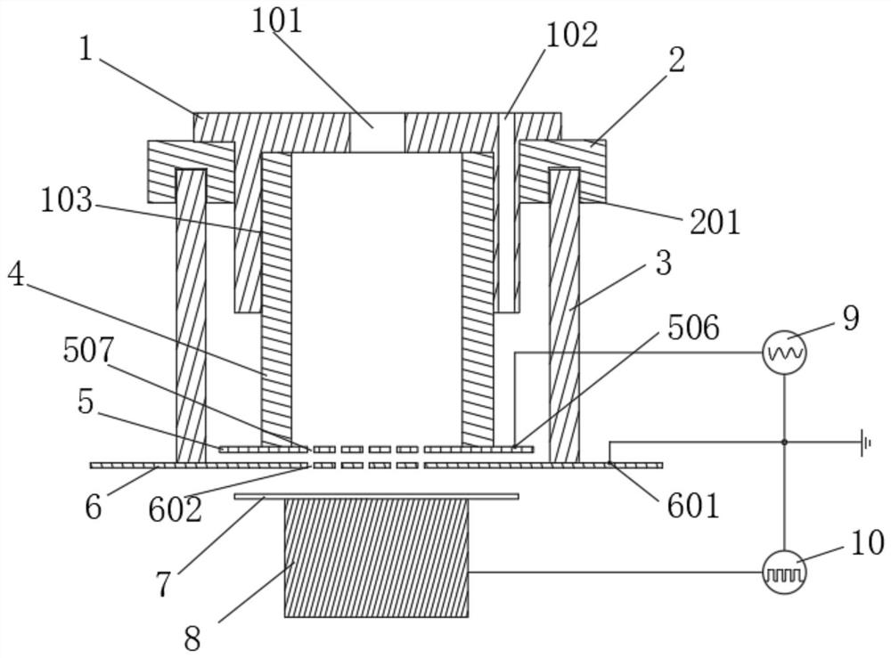 Three-electrode double-source excitation plasma generating device