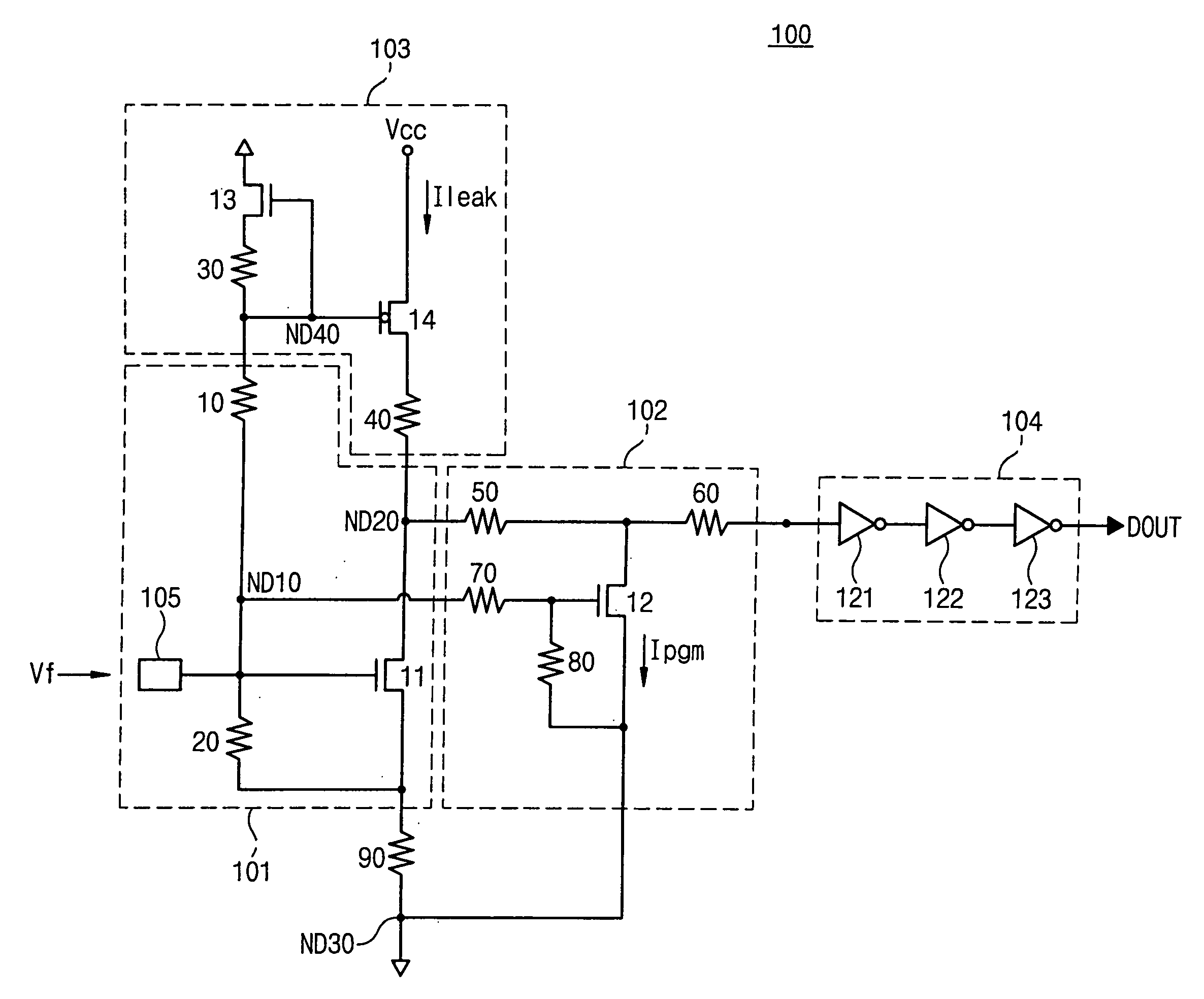 E-fuse circuit using leakage current path of transistor