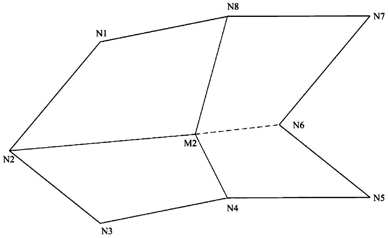 Non-convex octagonal four-fold folding unit and searching method of flat folding points