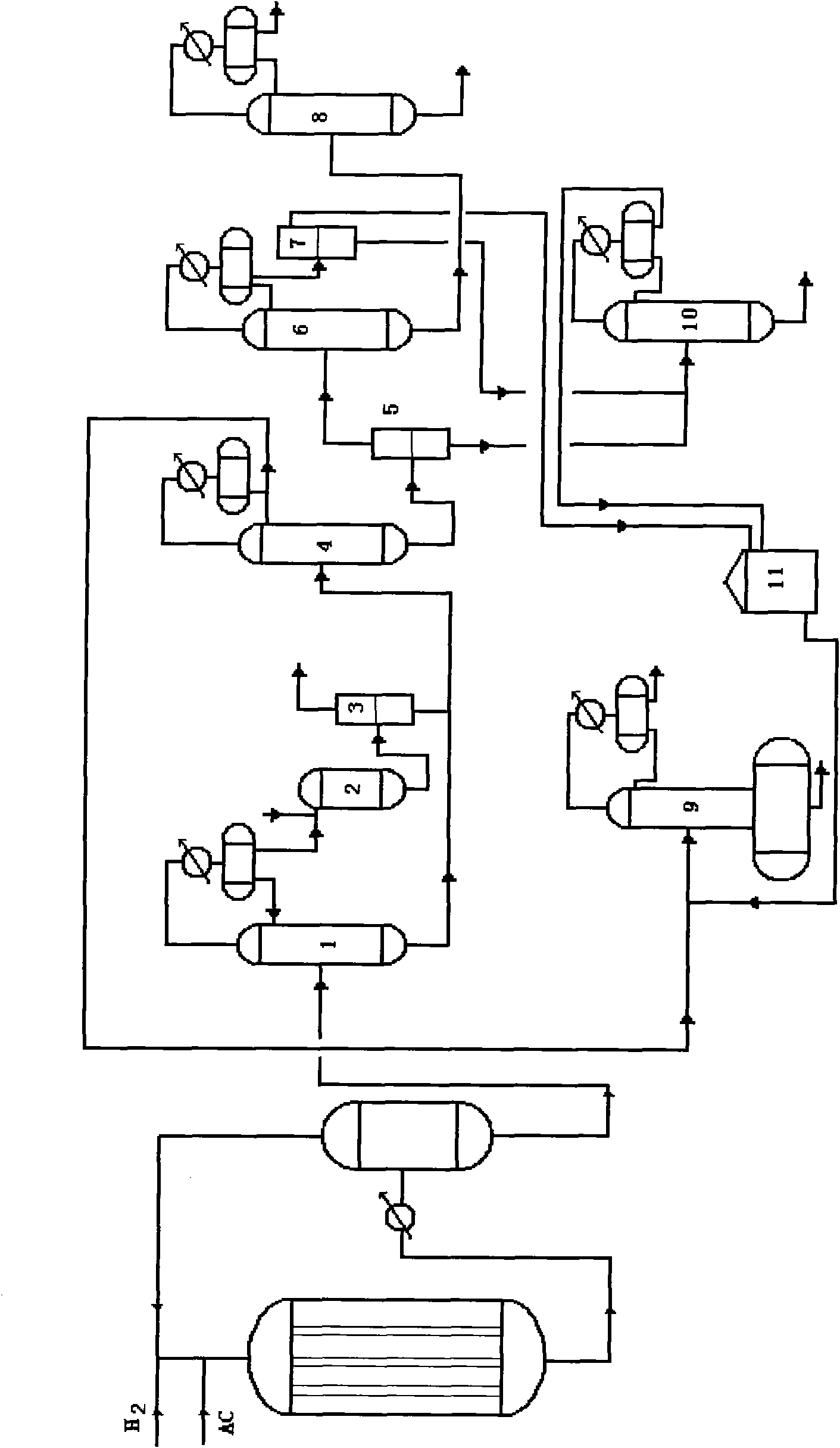 Device and method for producing methyl isobutyl ketone (MIBK) by using acetone (AC)