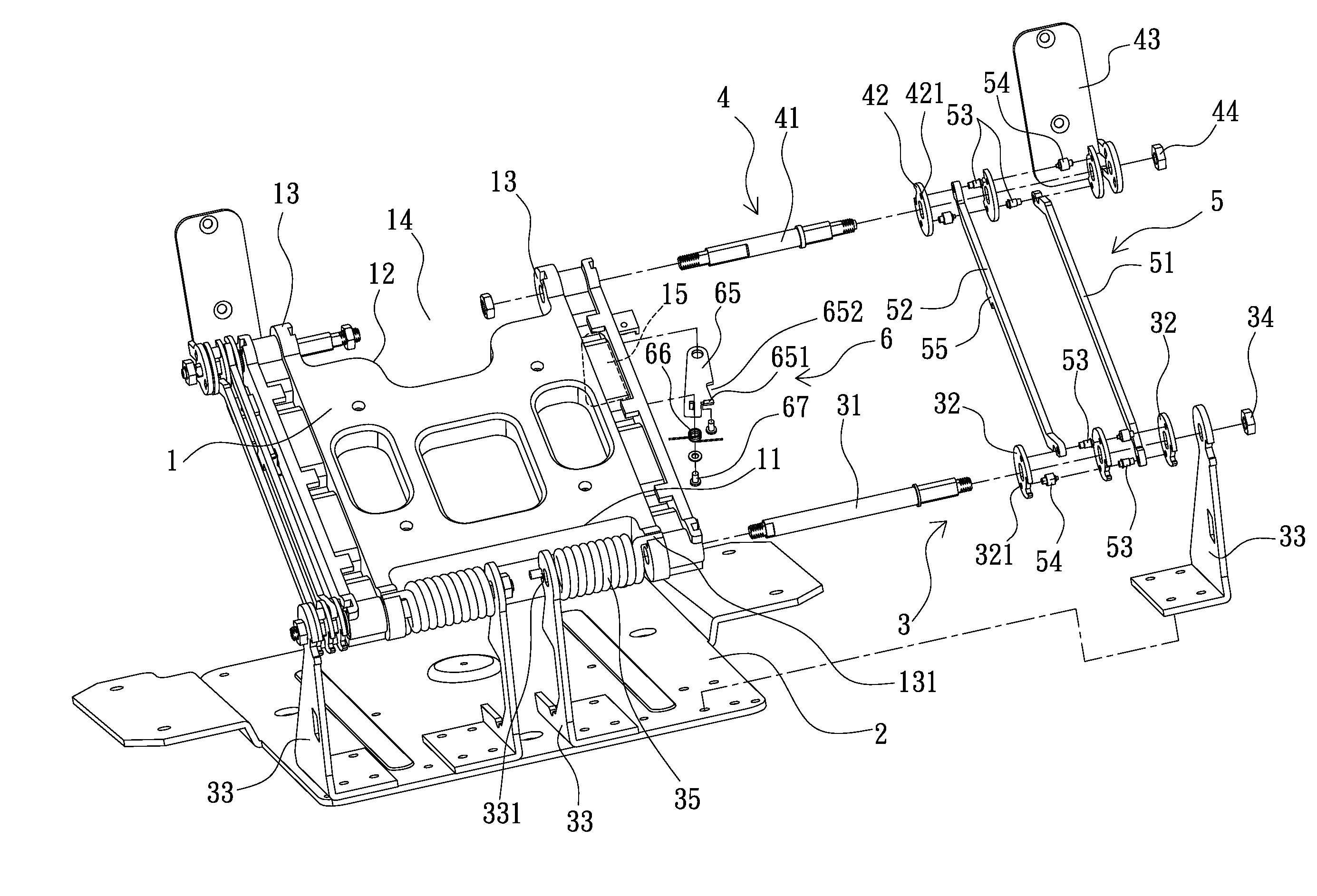Supporting structure having function of rod-linkage latching