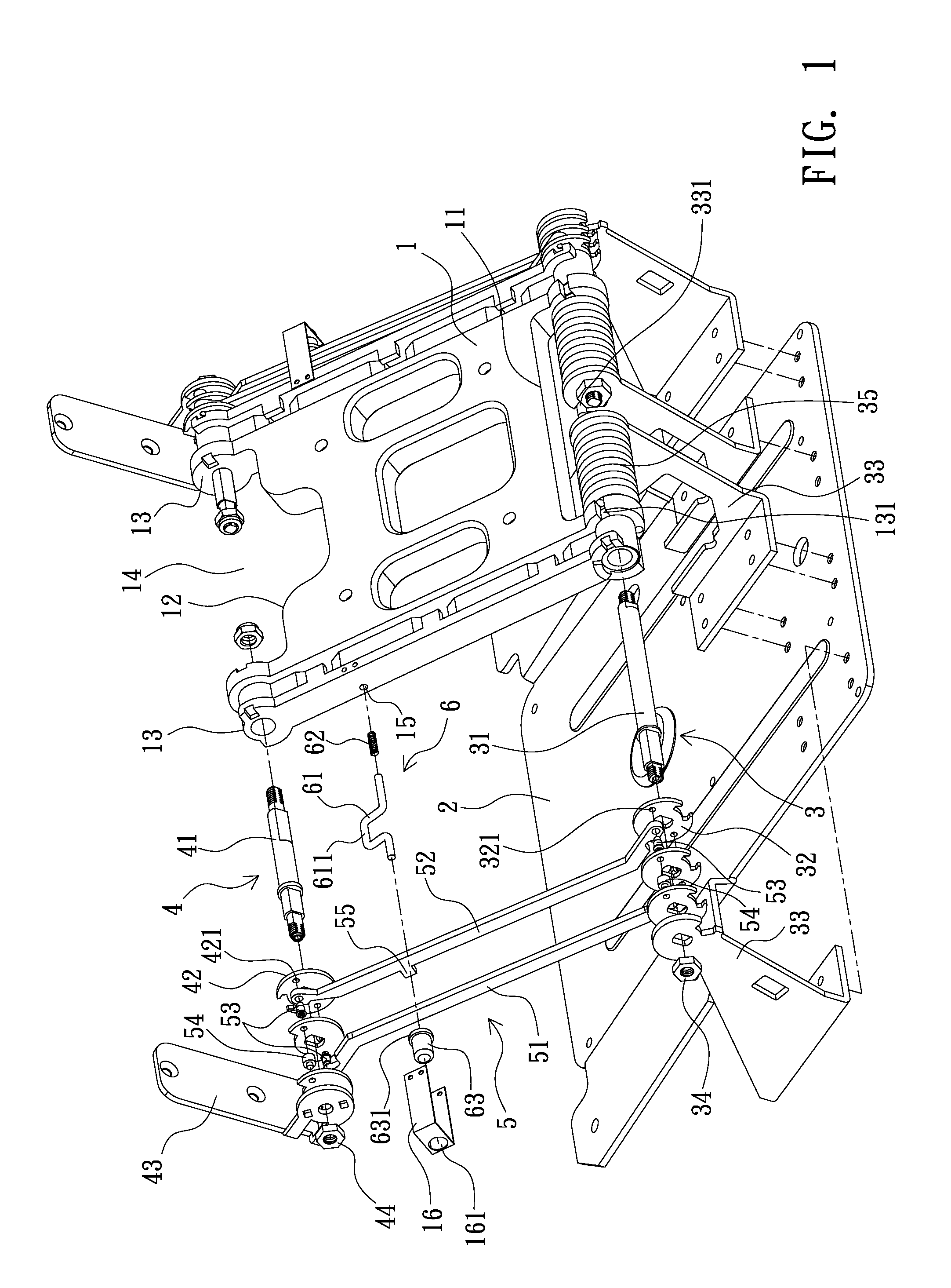 Supporting structure having function of rod-linkage latching