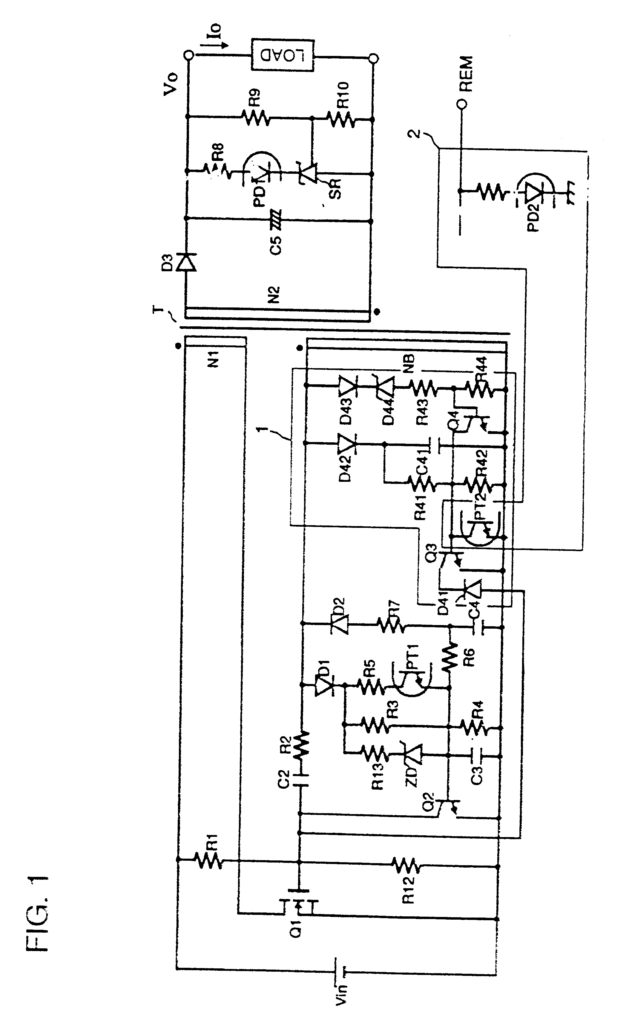 RCC power supply with remote disabling of oscillation frequency control