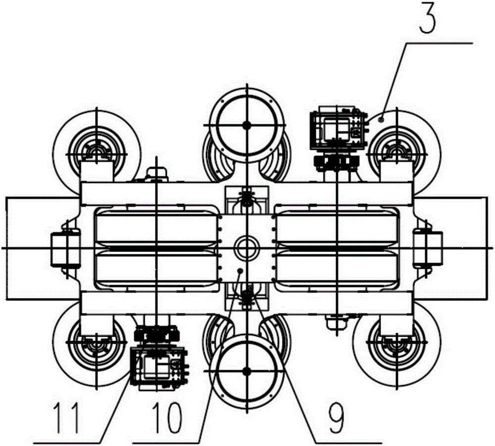 Directly-driven straddling-type gearless single-rail bogie