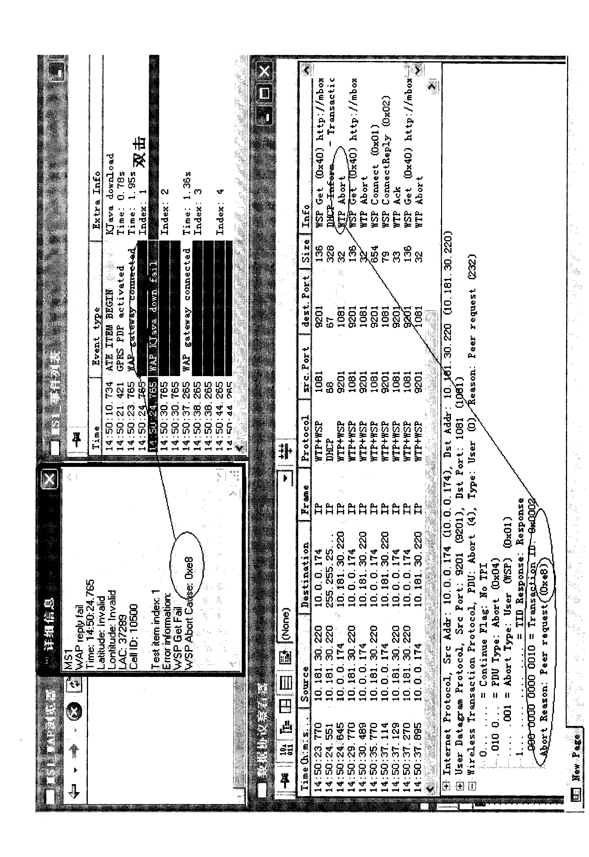 Method and system for positioning wireless application protocol (WAP) network failure