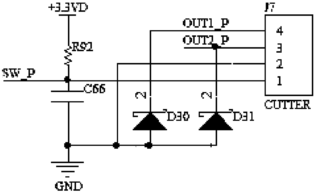 Paper cutting circuit and working method for portable label printer