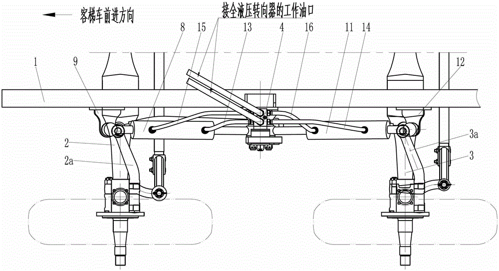 Full hydraulic steering system of passenger step with double front axles