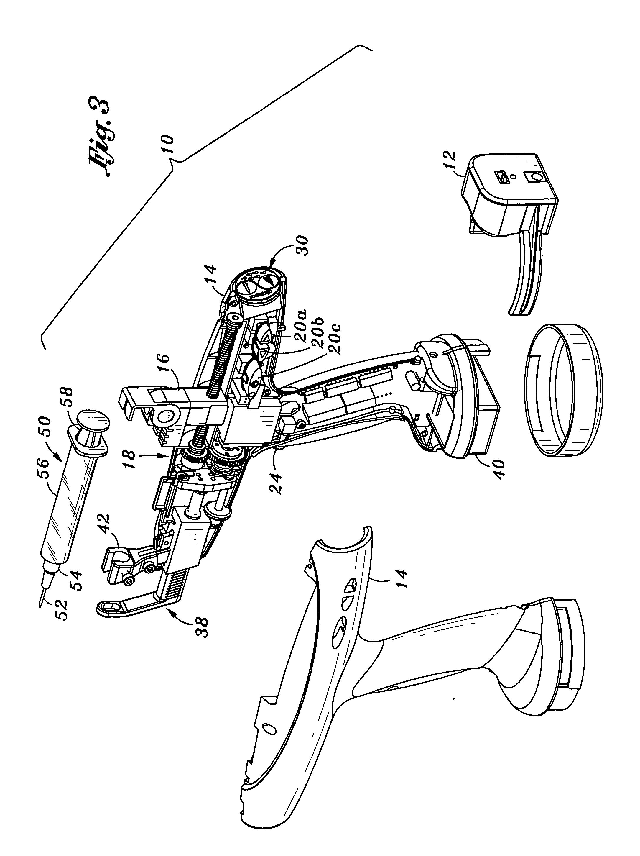 Rechargeable handheld injection device with reversible drive having adjustable syringe cradle