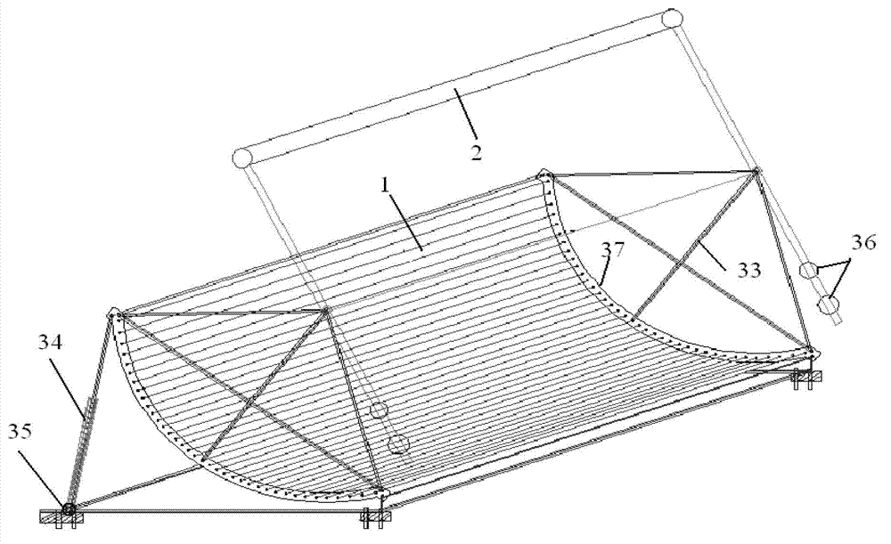 Sea water desalting plant with fixed bar mirror combination for linear solar condensation, and desalting method thereof
