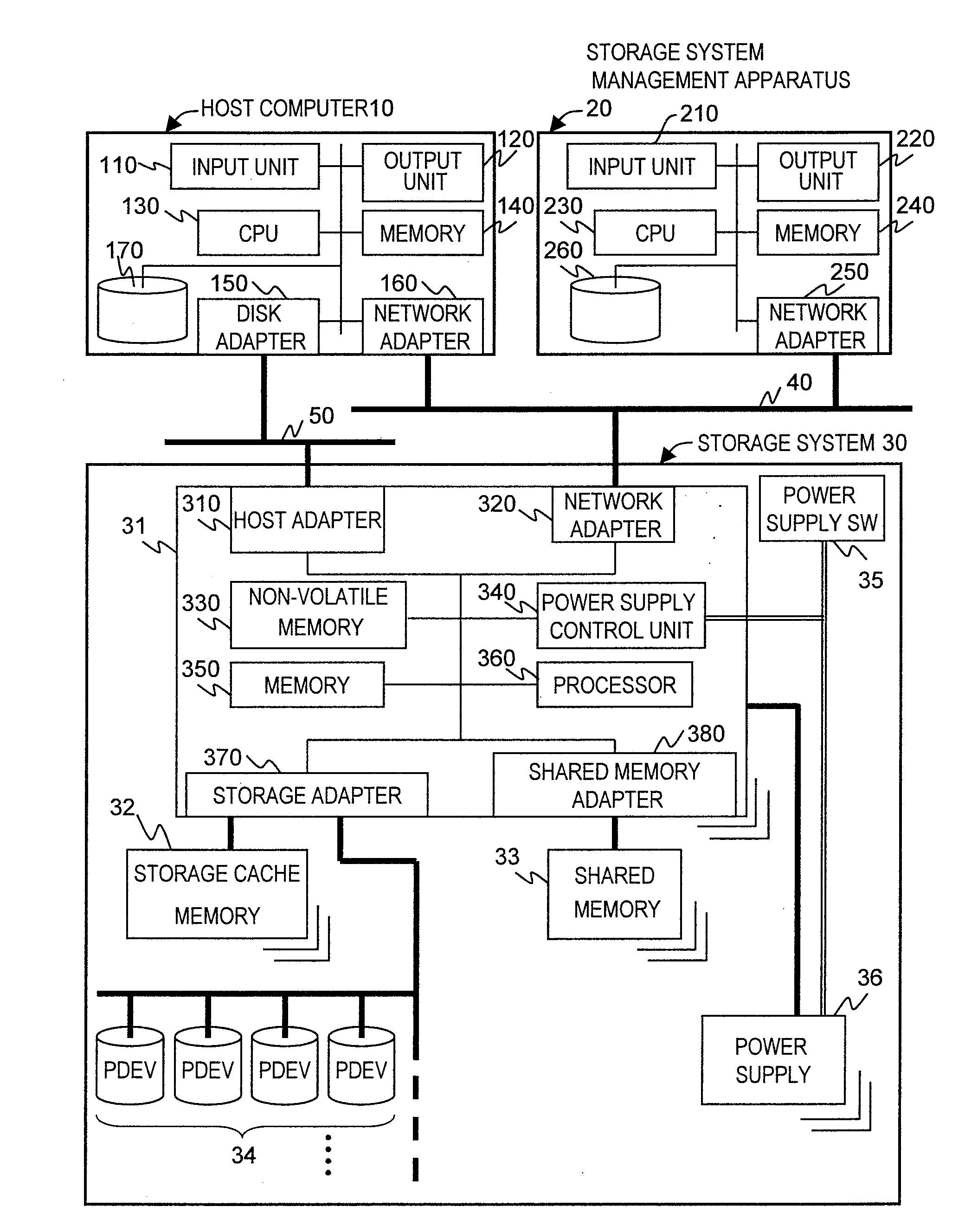 Storage system for a storage pool and virtual volumes