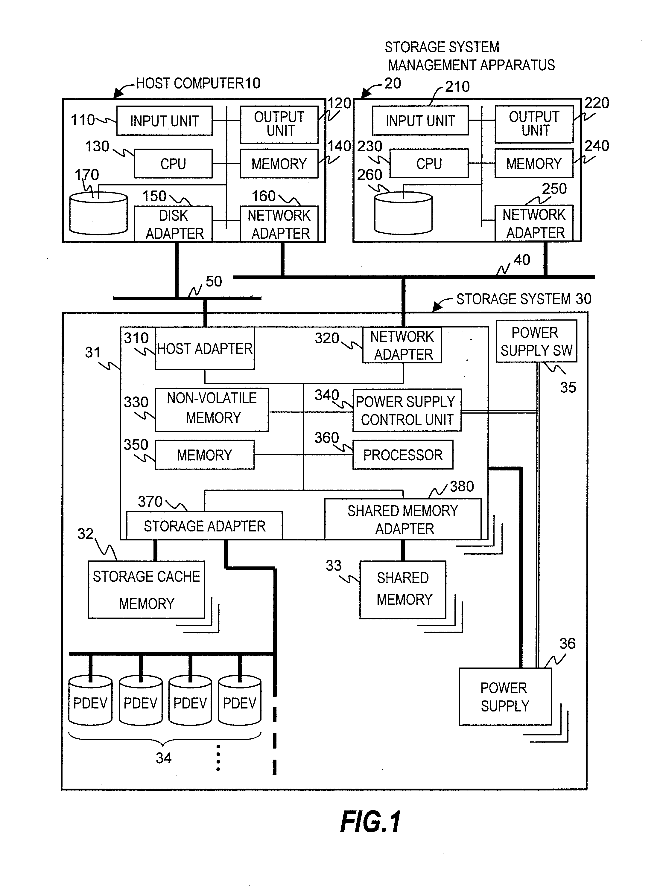 Storage system for a storage pool and virtual volumes