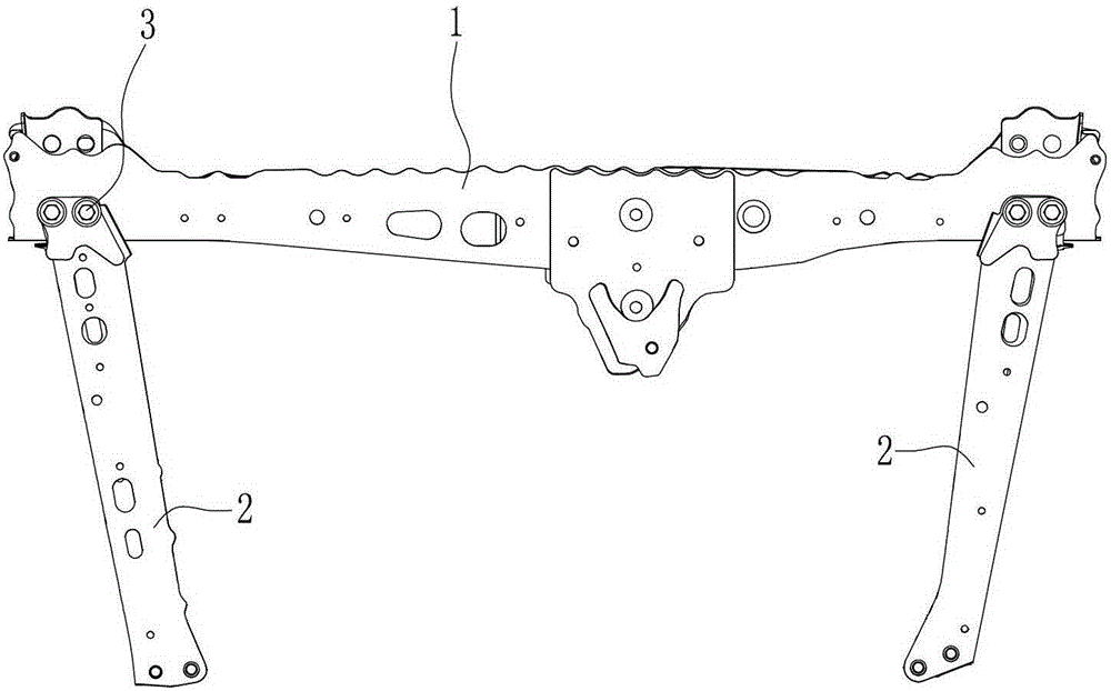 The connecting structure of the front beam and the front bracket beam of the car