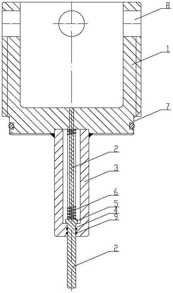 Push rod type indicating device and rubber plug falling indication cementing head