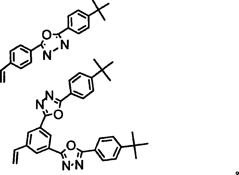 Multi-branched oxdiazole two-photon pump fluorescent material and preparation method thereof