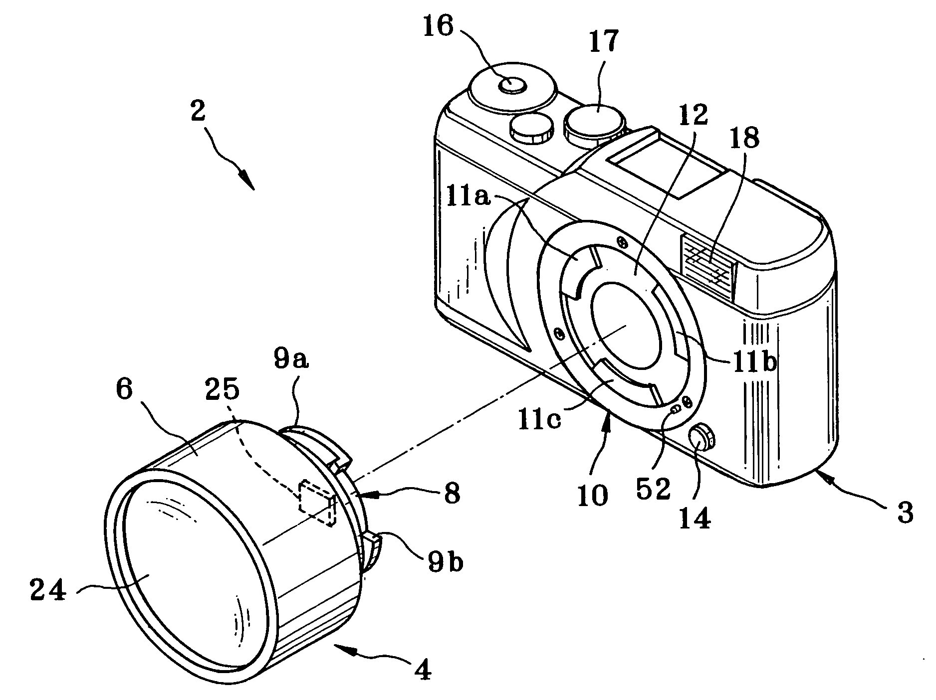 Digital camera, lens unit, and camera system having the same