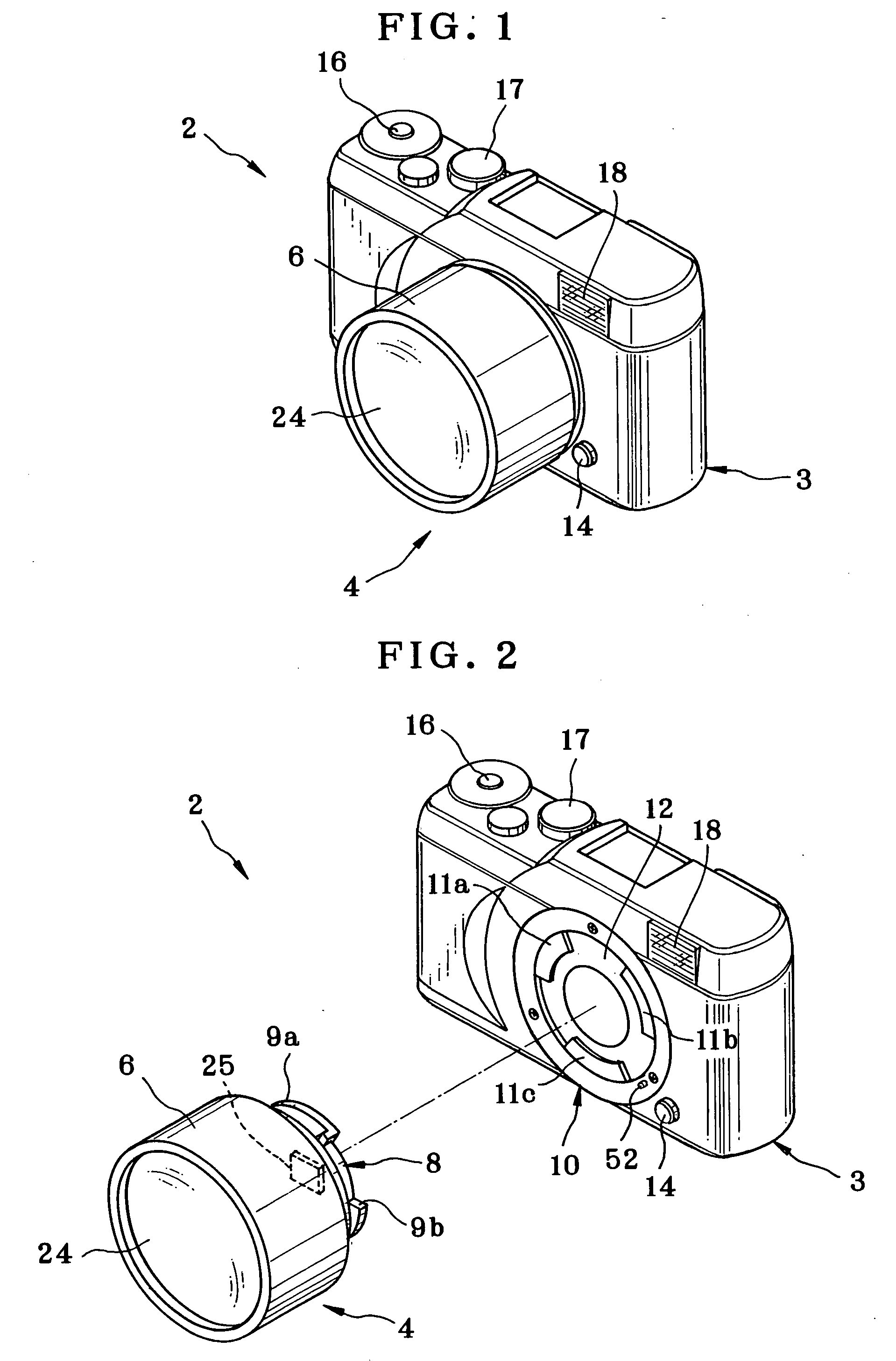 Digital camera, lens unit, and camera system having the same