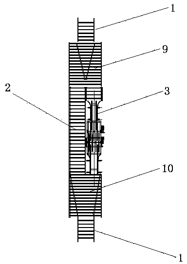 Under beam device used for irradiation processing accelerator and capable of automatically turning over goods