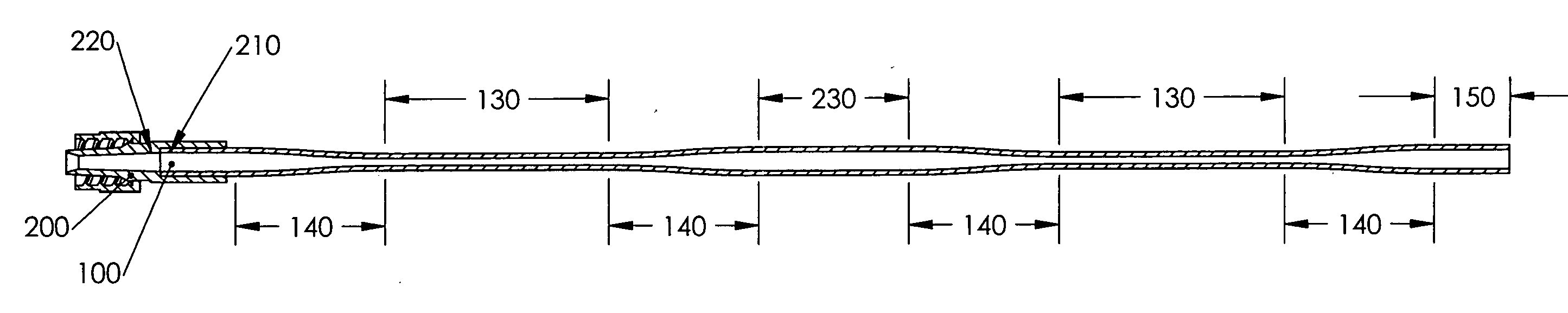 Tapered tubing for use in extracorporeal circuit for peripheral vein fluid removal
