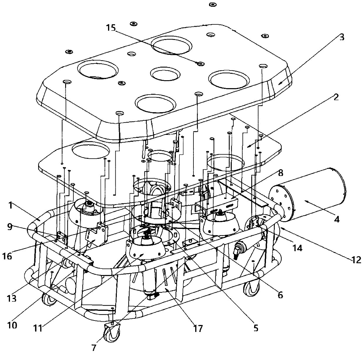 Ship bottom cleaning submersible system based on cavitation jet technology, and using method thereof